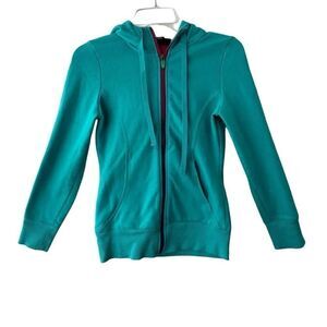 Cascade Sport Zip Up Fleece Hoodie Green Athletic Wear SZ S